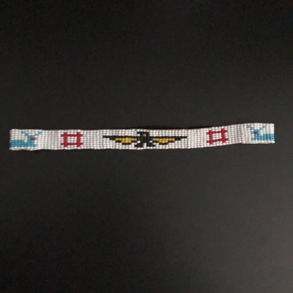 Vintage Estate Native American Beaded Headband with Thunderbird Design
